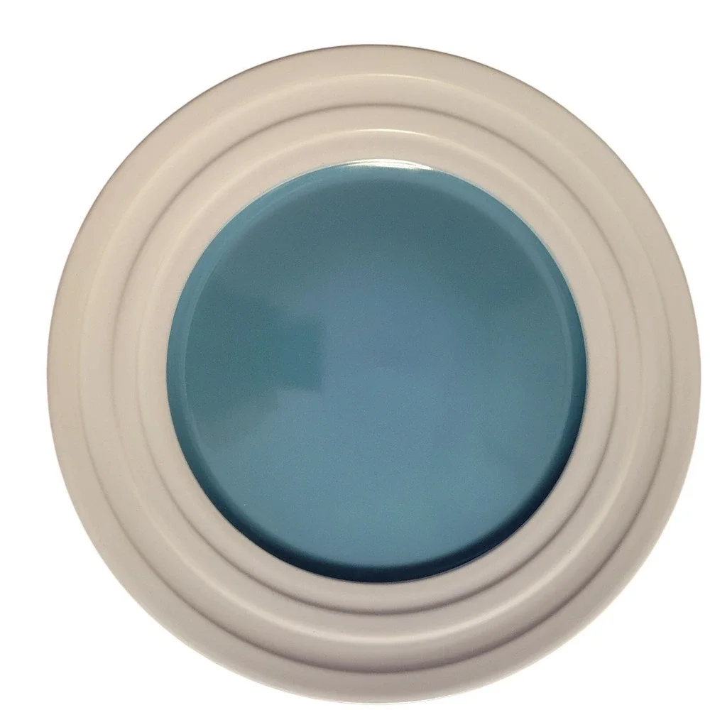 Isaac Mizrahi NY Dinner Plates Caribbean Blue Embossed White Large Rim Set of 2